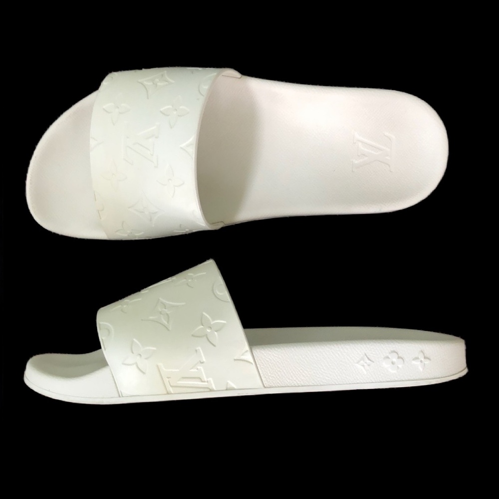 Louis Vuitton Mens White Open Toe Beach Slip-on Slide Sandals Size 7 W/ Coa - Picture 2 of 16